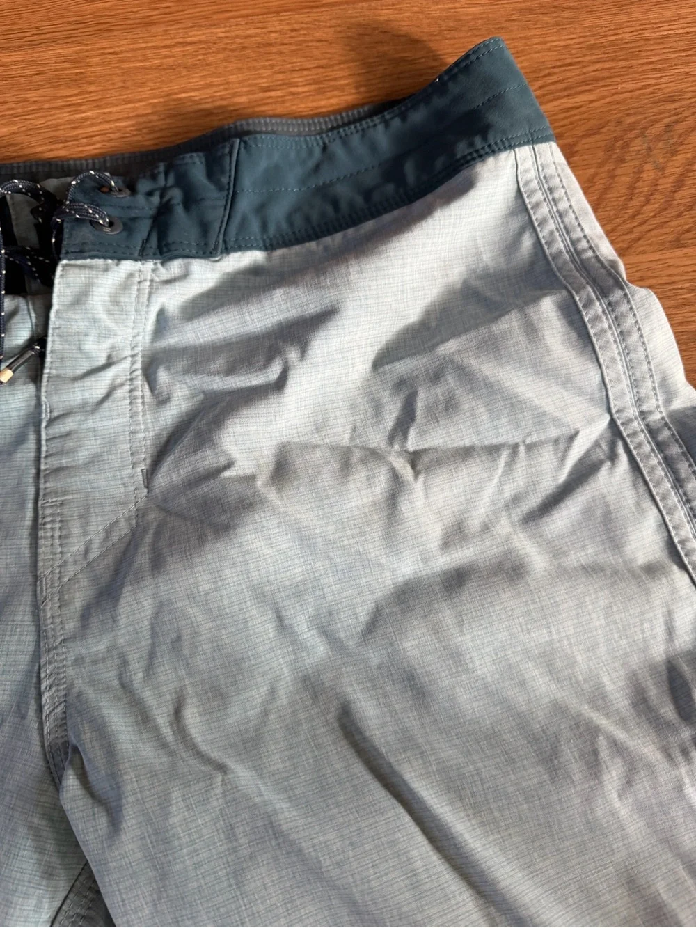 Billabong Men's Light Blue Swim Board Shorts with Dark Teal Waistband